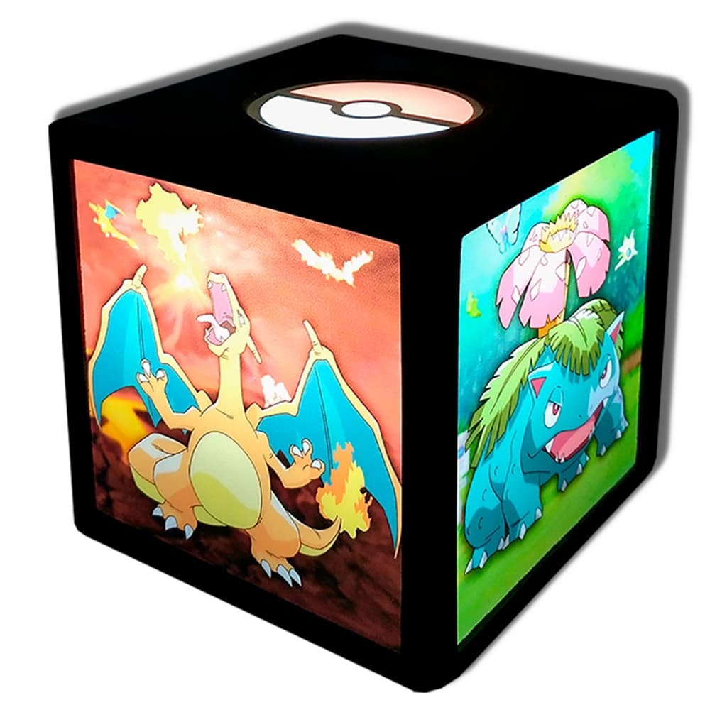 Luminária Abajur LED Pokémon Charizard, Blastoise e Venusaur - Decoração Gamer