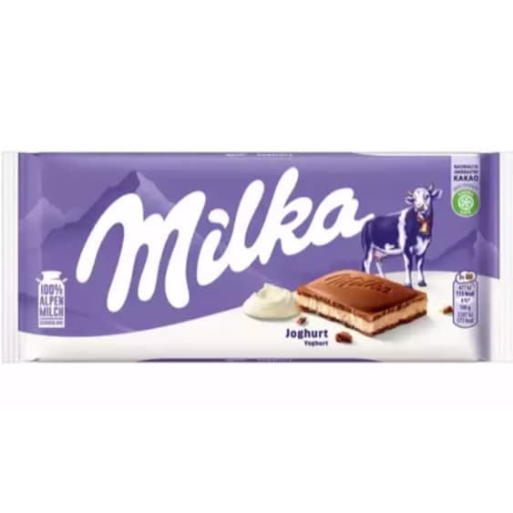 CHOCOLATE MILKA AO LEITE COM RECHEIO DE IOGURTE 100G IMPORTADO