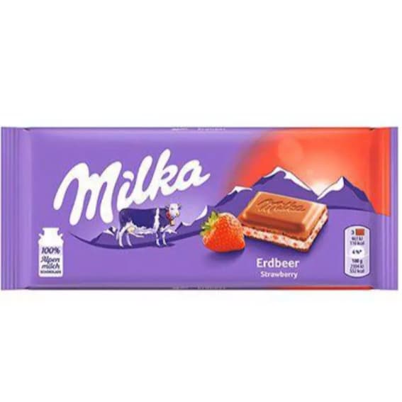 CHOCOLATE MILKA STRAWBERRY 100G IMPORTADO MORANGO