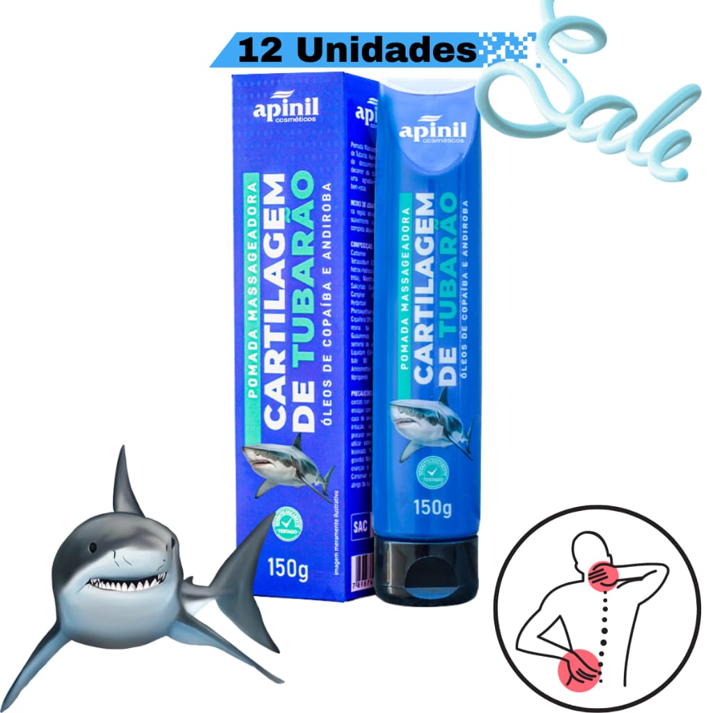 Kit 12 Pomadas Cartilagem de Tubarão Apinil 150g