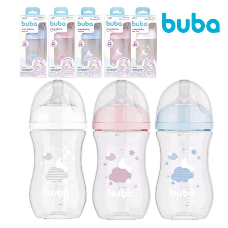 Mamadeira Buba Easy Flow 270ml Bico pétala anticólica