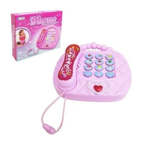 Telefone Infantil Musical Rosa Brinquedo Menina Educativo Com Som e Luz Telefoninho Bebê Telefone Musical Infantil Brinquedo C/ Luz Colorida Som