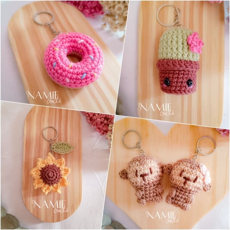 Kit Mini Chaveiros Personalizados Crochê Amigurumi