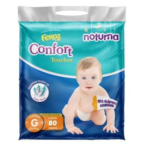 FRALDA FEROZ CONFORT TOUCHER NOTURNA TOQUE ALGODÃO