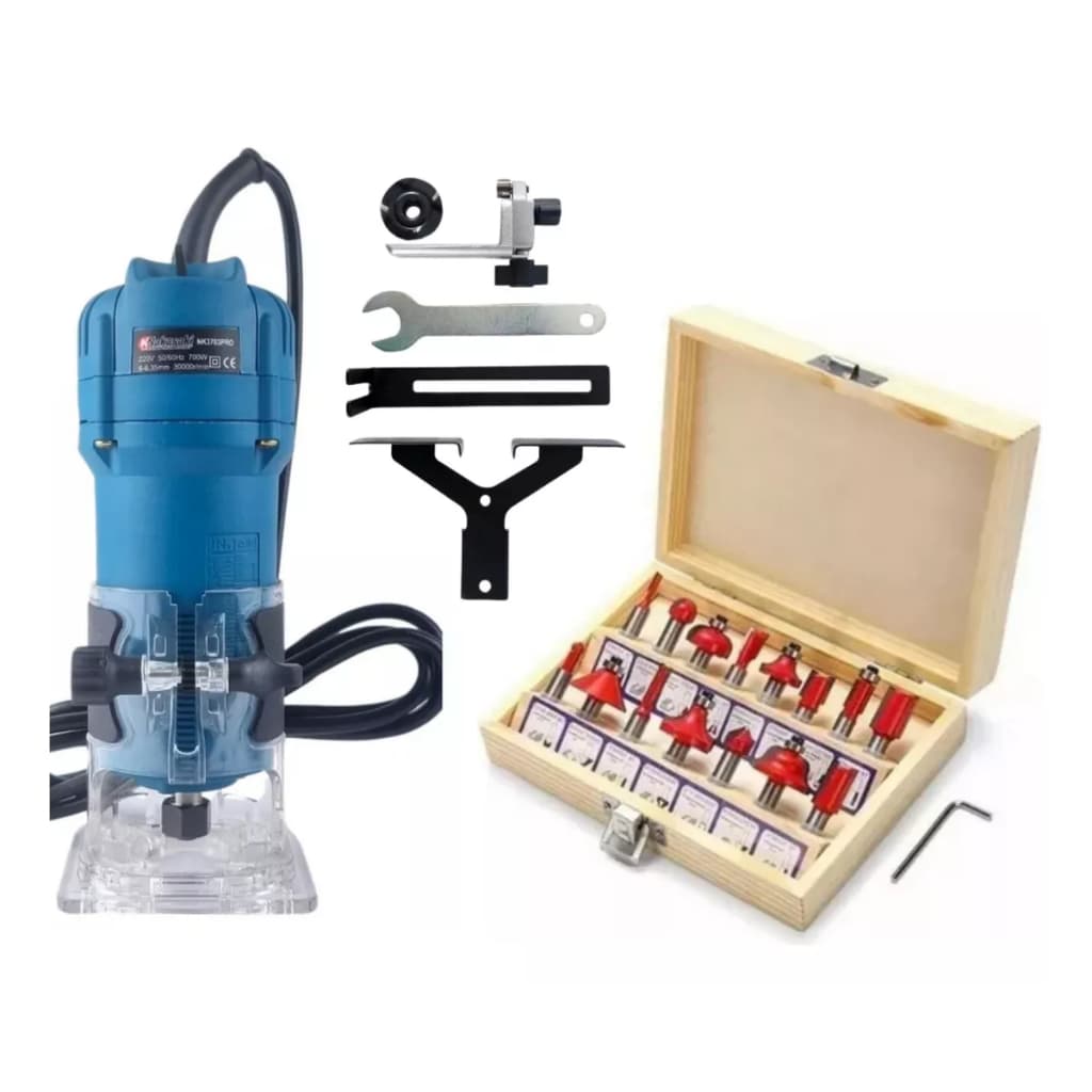Tupia Laminadora 900W + Jogo Fresas 15 PEÇAS 6mm Multifunções