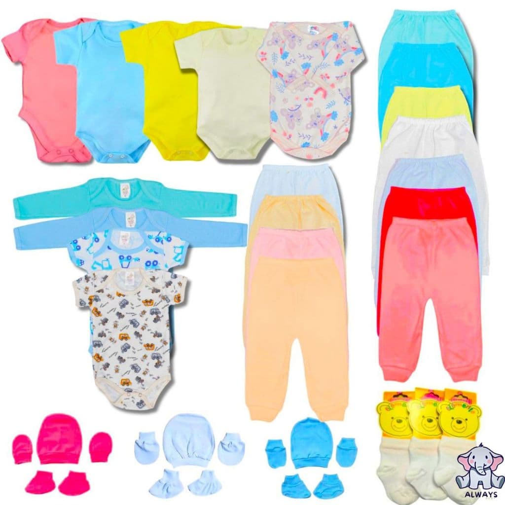 kit 14 peças enxoval bebe menino e menina Algodão
