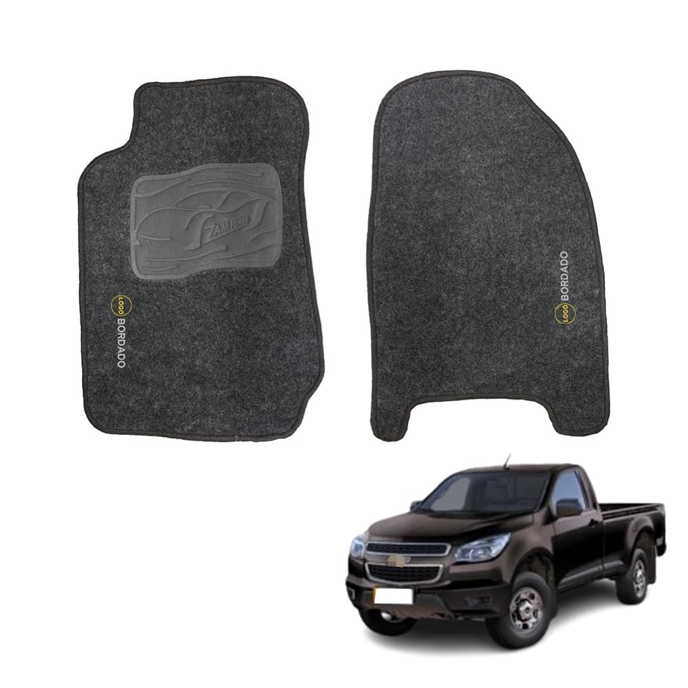 Tapete S10 2012 a 2017 Cabine Simples Tapete Automotivo Carpete para Carro 2 Peças com Bordado