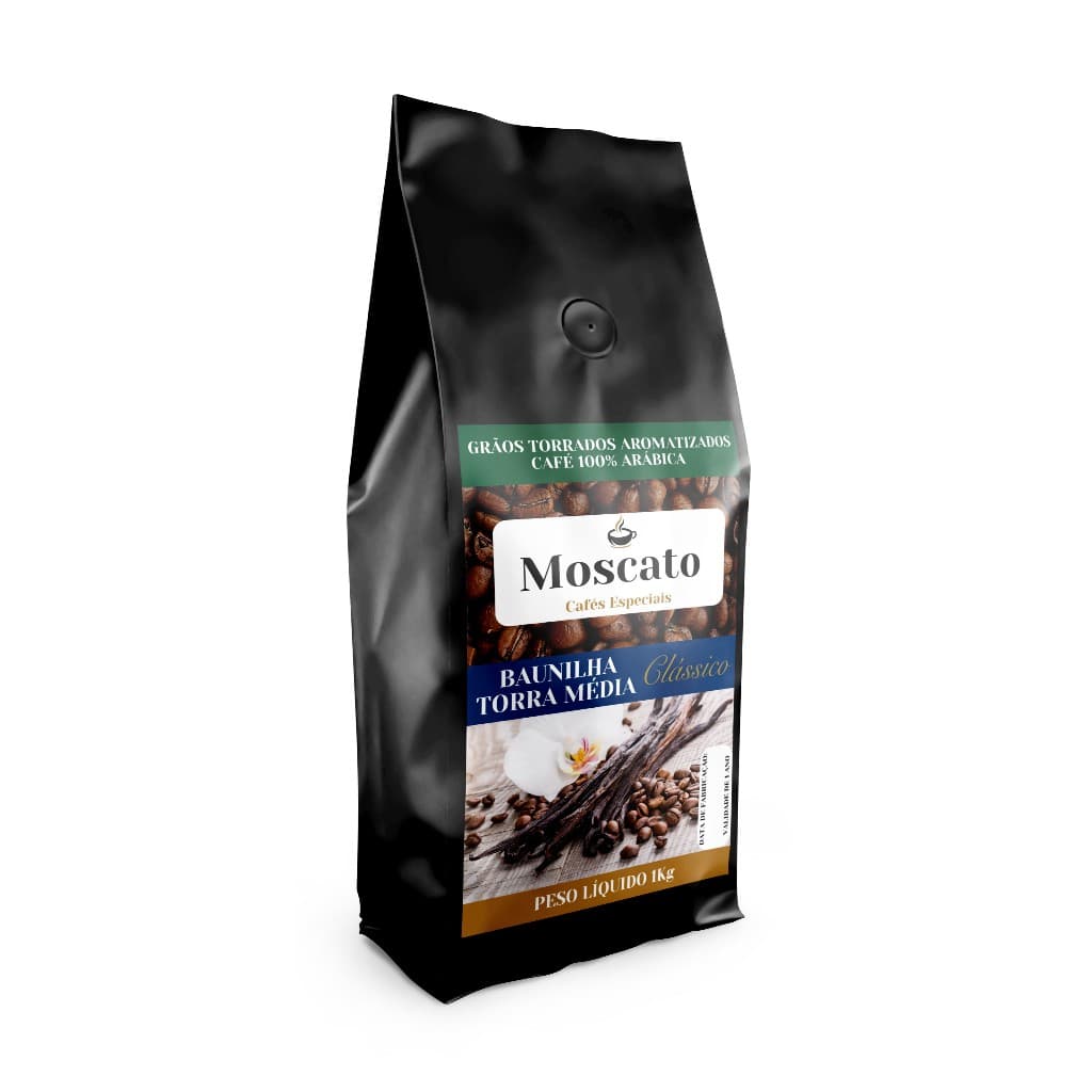 Café em Grãos Arábica Gourmet Aromatizado Baunilha /TORRA MÉDIA Café Moscato
