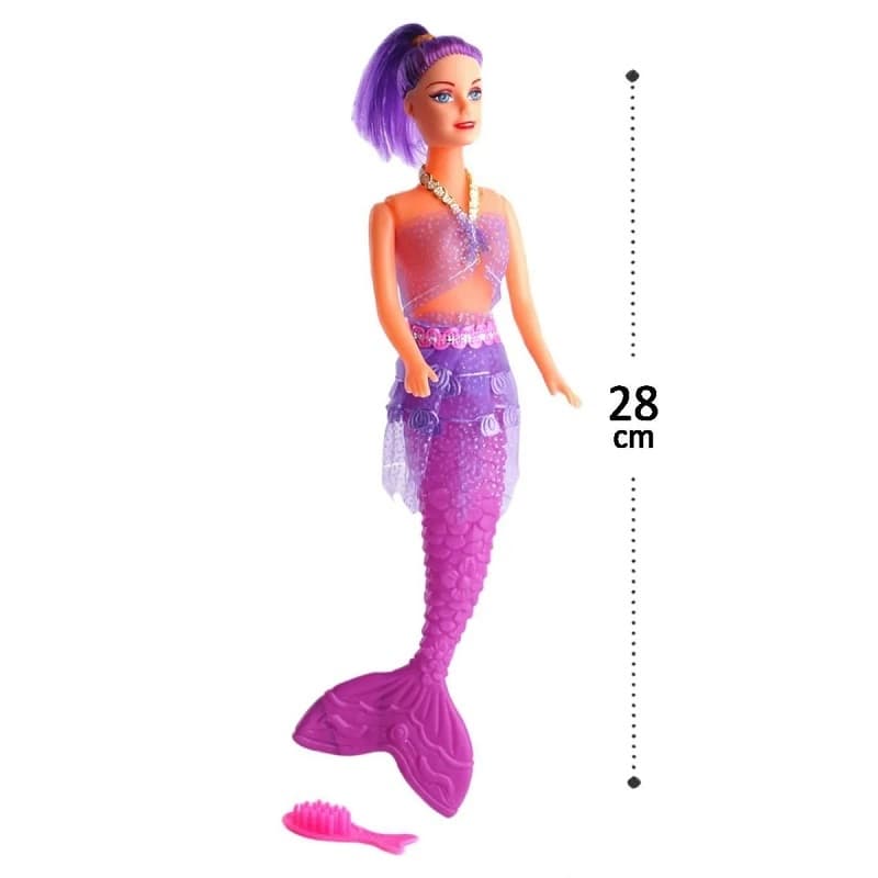boneca de sereia infantil com roupa e acessórios articulada em várias cores