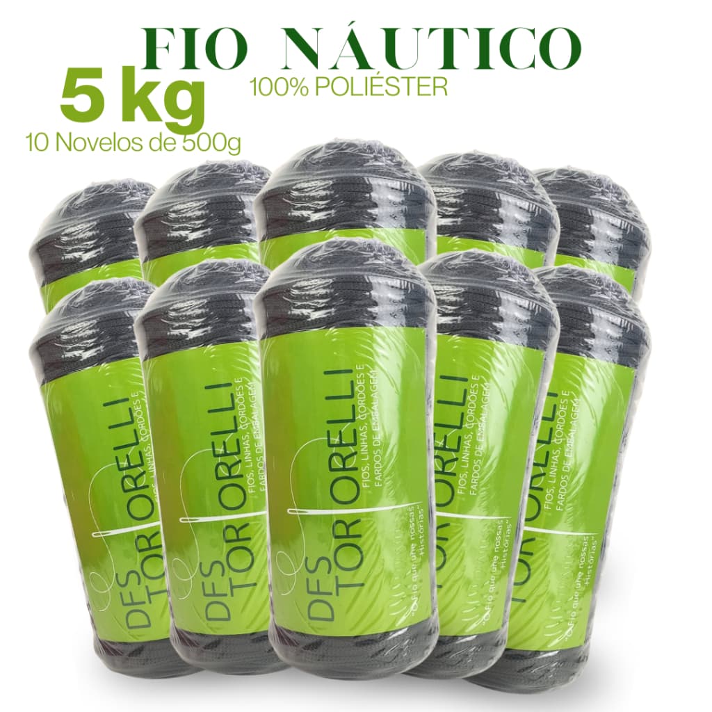 Barbante Náutico 4mm 5kg , 1800m de Cordão para Crochê e Tricô - 100% poliéster