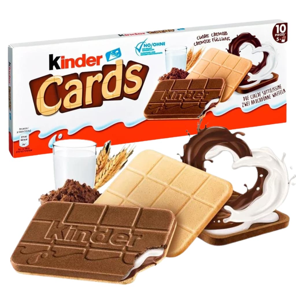 Kinder Cards Biscoito Recheado Chocolate E Leite Importado