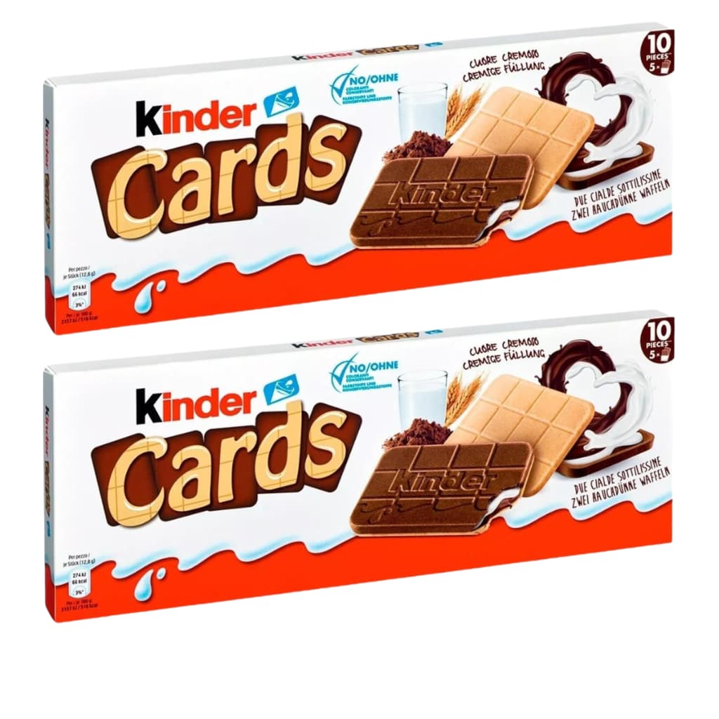 2 Kinder Cards Biscoito Recheado Chocolate E Leite Importado