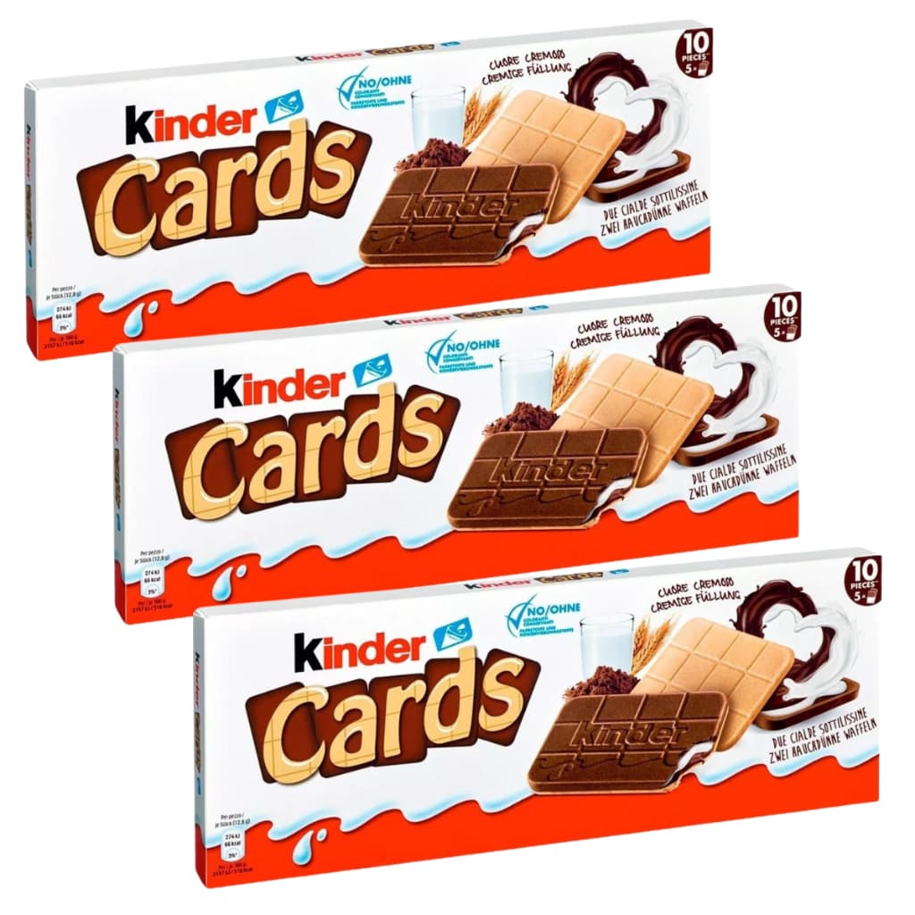 3 Kinder Cards Biscoito Recheado Chocolate E Leite Importado