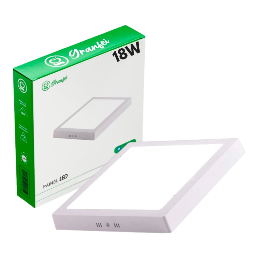 Luminária Painel Plafon Led 18W Sobrepor Embutir Branco Frio 6500K Neutro 4000K Quente 3000K