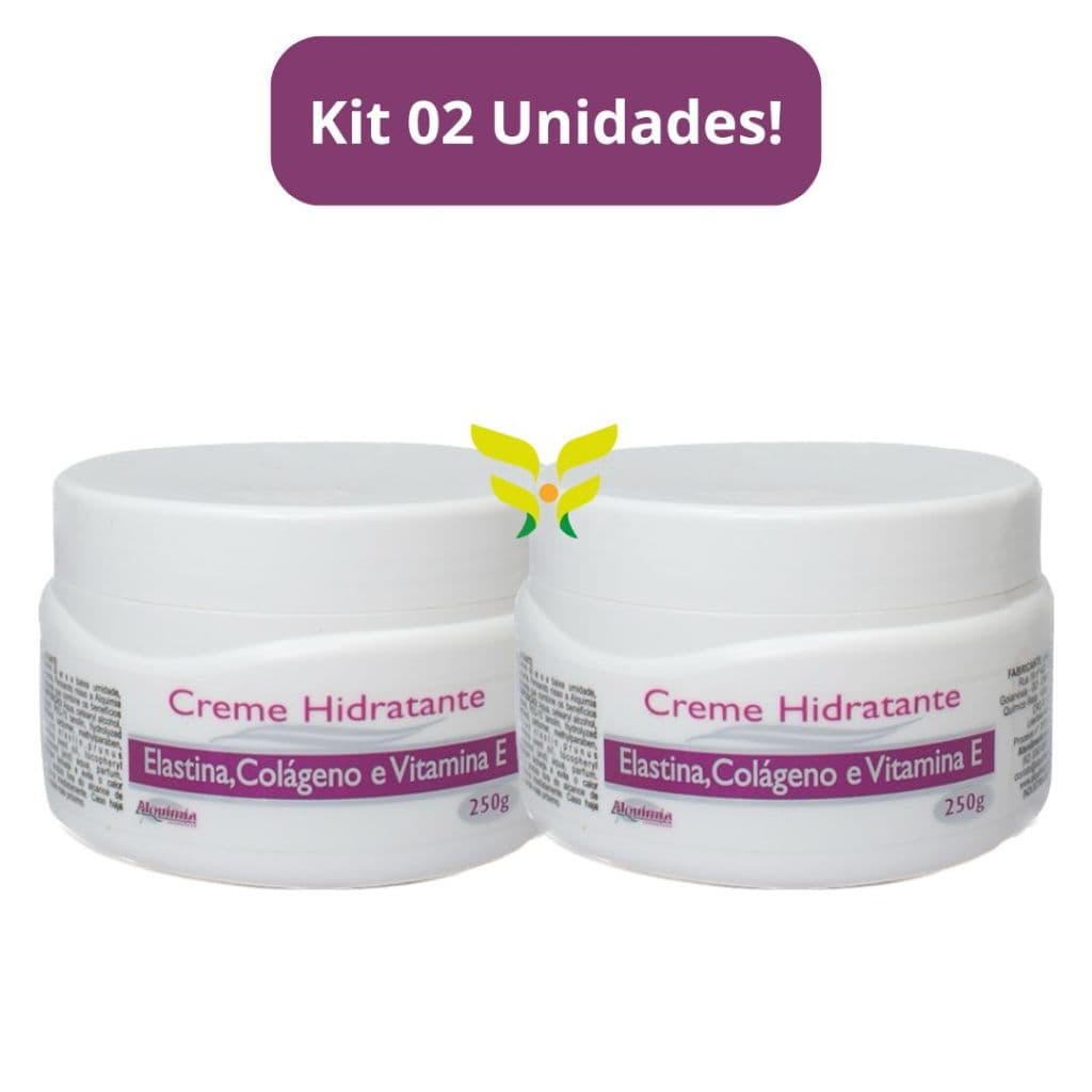Kit 2 Unidades CREME HIDRATANTE ELASTINA, COLÁGENO E VITAMINA E 250g Alquimia Cosméticos