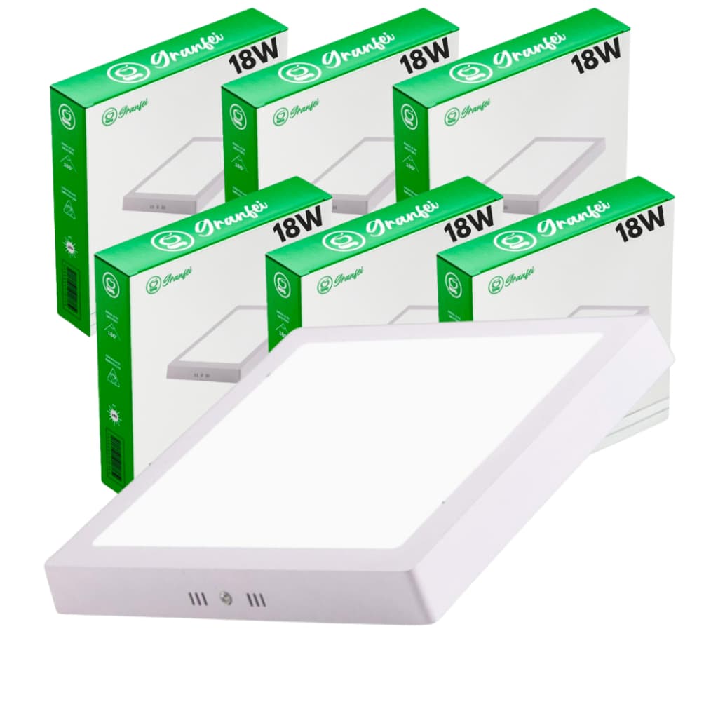 Kit 5 Luminária Painel Plafon Led 12w 18w 24w Sobrepor Embutir Quadrado Redondo Branco NEUTRO QUENTE