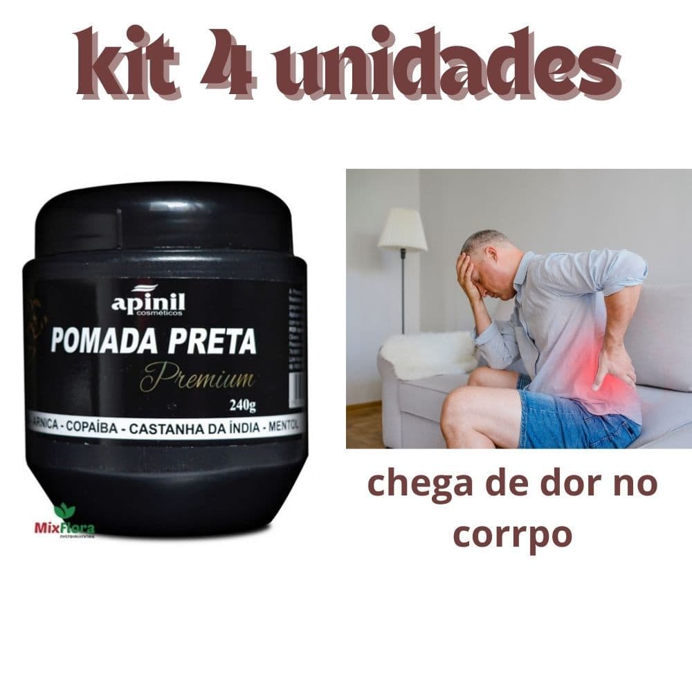 Kit 4 Pomada Preta Apinil Revolução Alívio Muscular Atacado