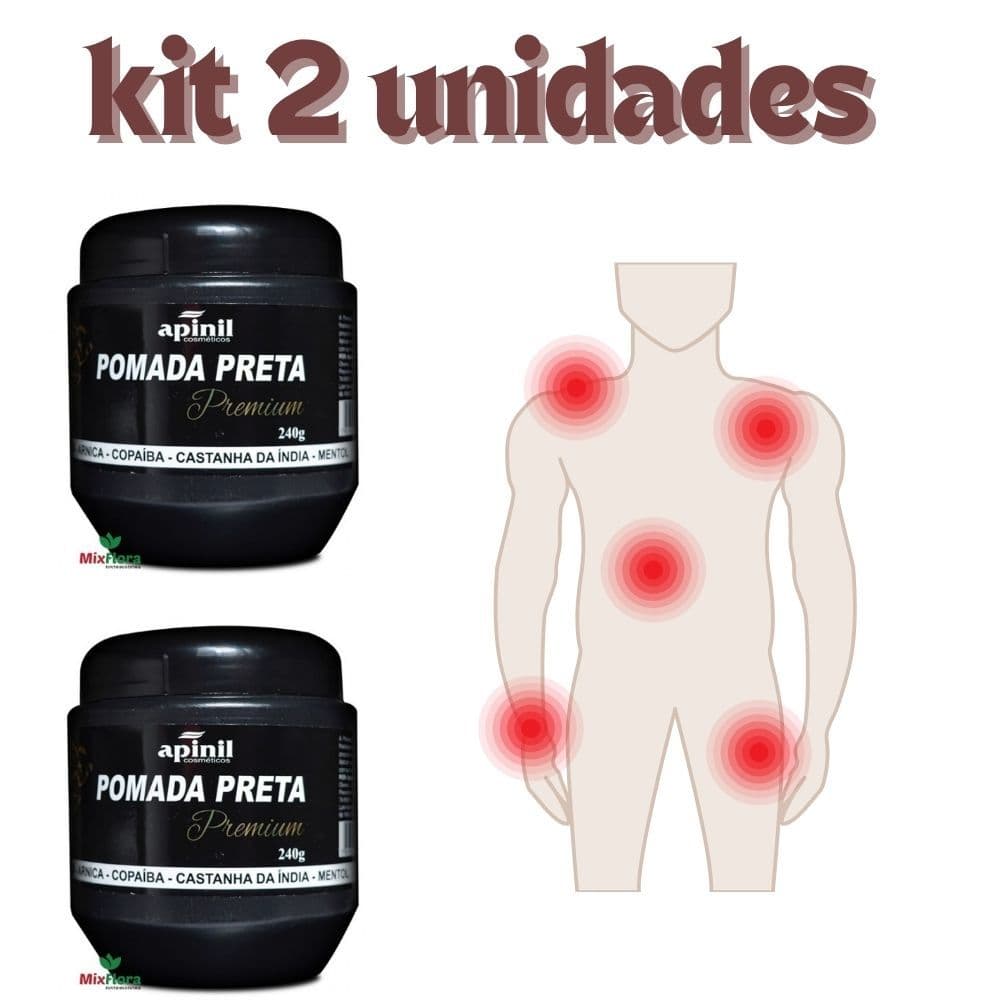 Kit 2 Pomadas Preta Apinil Premium Sua Solução Para Dores
