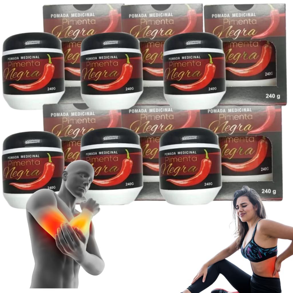 Kit 6 Potes Pimenta Negra Apinil 240g Original Sua Alida Contra Dores Musculares