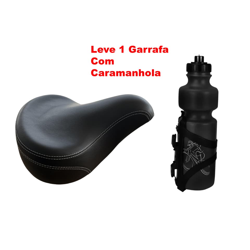 Kit Selim Banco Bike Confortavel Beach Retro + Garrafa Caramanhola Serve em Bicicleta Ergometrica