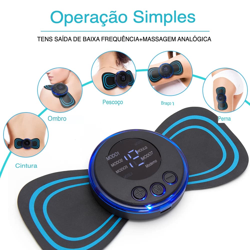 Mini Massageador Elétrico Portátil Recarregável Cervical EMS Relaxante muscular
