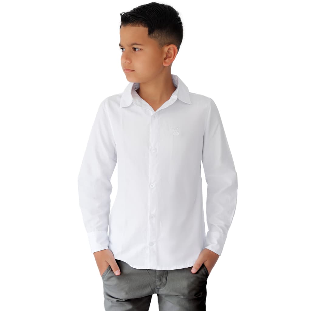 Camisa Social Infantil Kids Menino Modelagem Slim Manga Longa