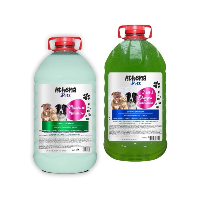 Kit Para Pet Cachorros e Gatos  Shampoo Condicionador 5,Lt+Mascara5,Kg Hidratante   Linha Pet Shop Extrato de 7 Ervas- 2