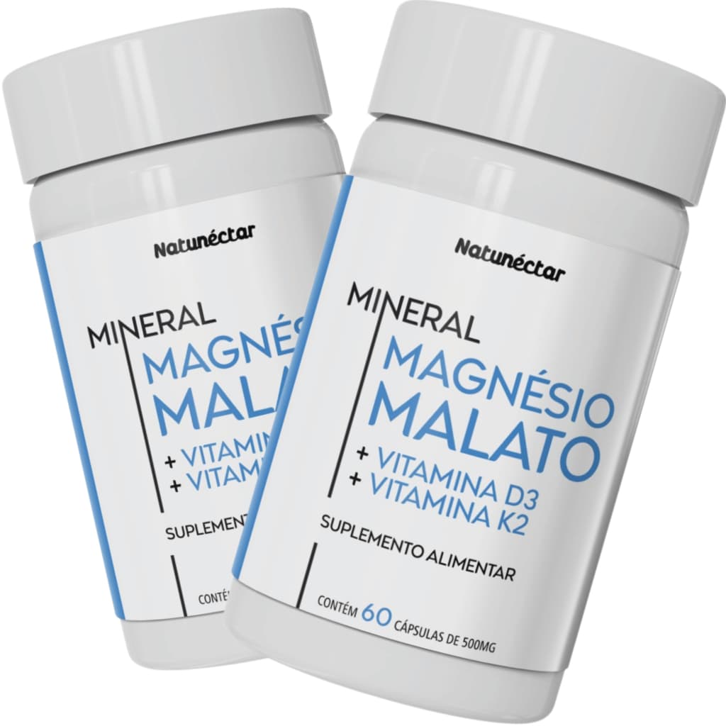 Kit Combo 2X Magnésio Malato + Vitamina D3 + Vitamina K2 120 Cápsulas - Natunéctar