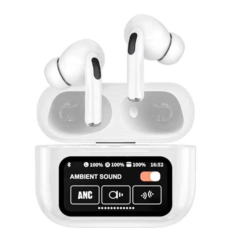Fones Sem Fio Com Visor LCD A9 Pro Smart Touch Screen Bluetooth Fone De Ouvido ANC Cancelando Ruído
