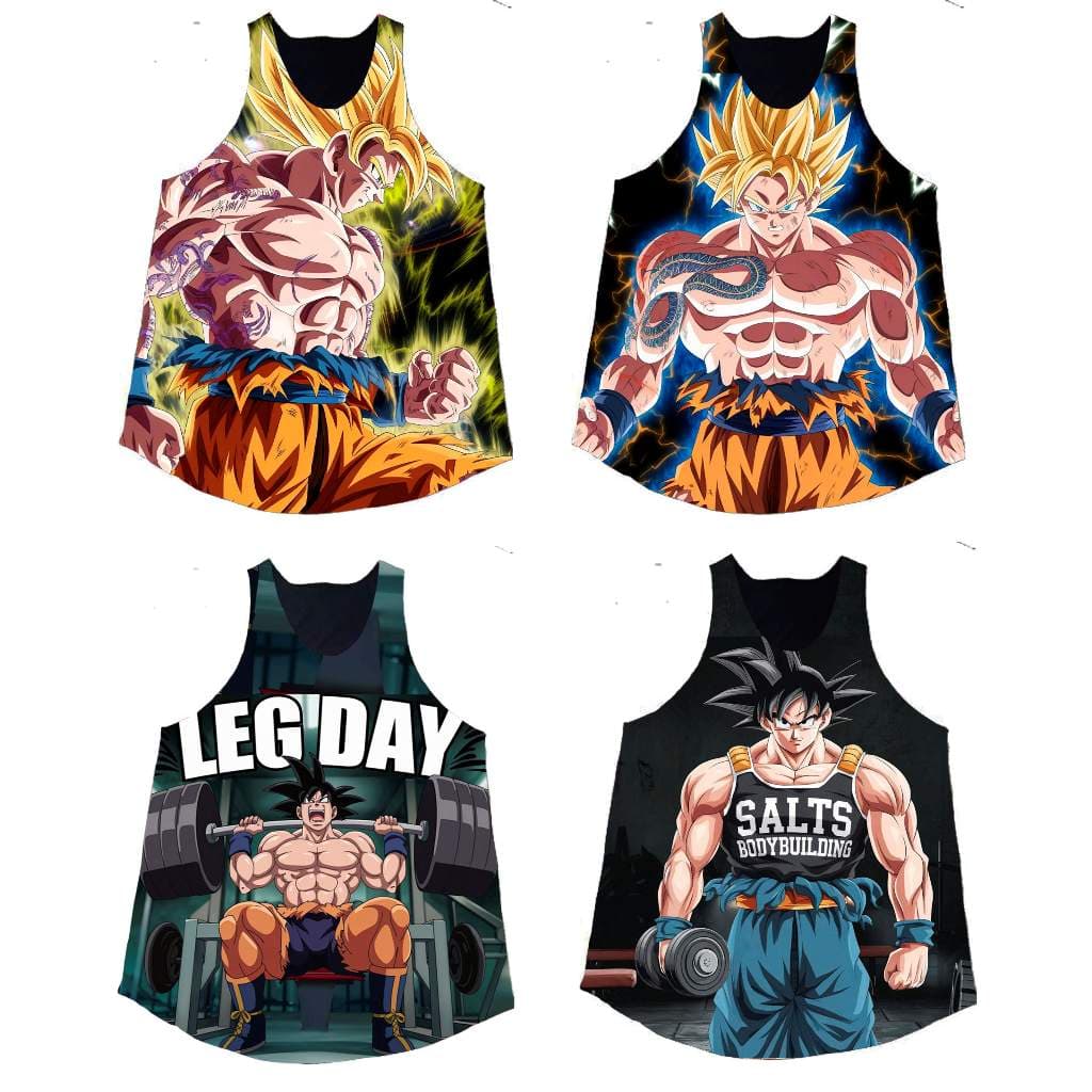 Kit 4 regatas masculinas academia treino musculação GOKU 01