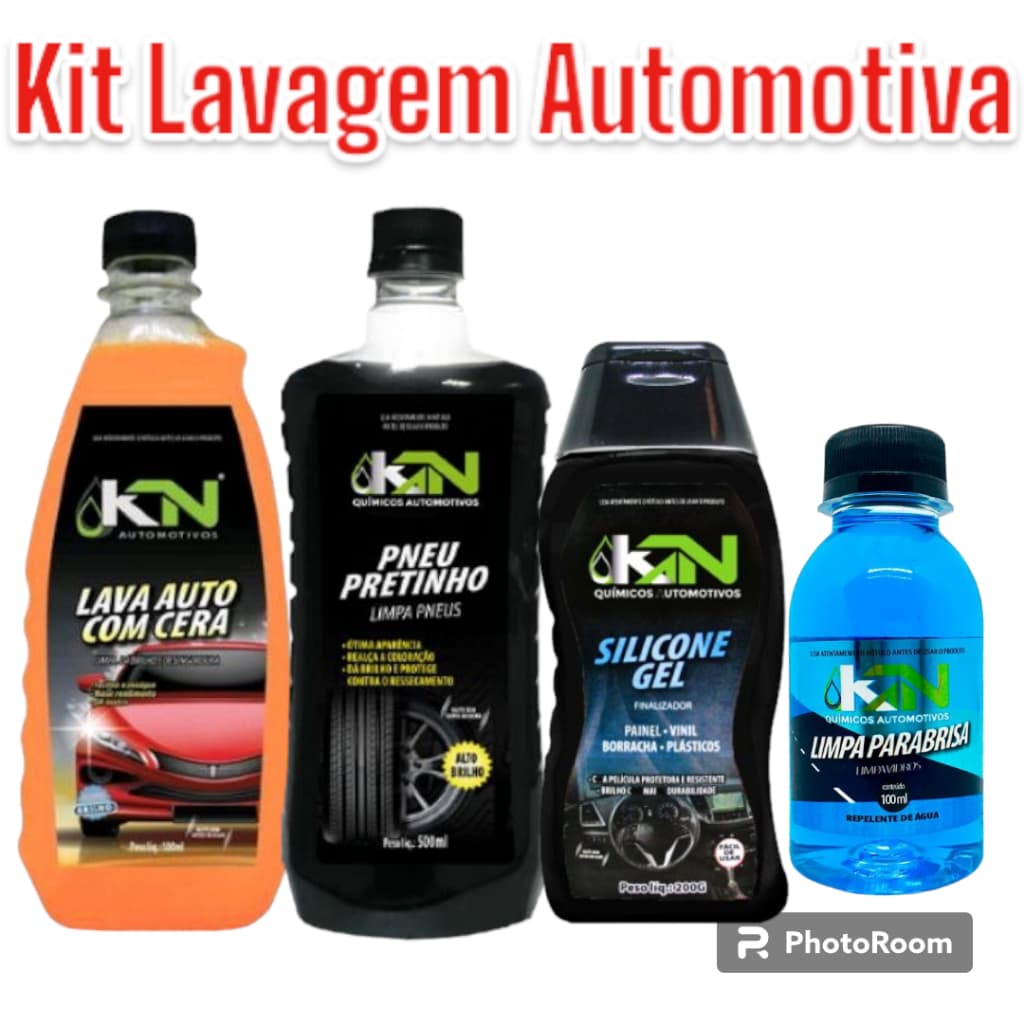 KIT LIMPEZA CARRO SHAMPOO PRETINHO SILICONE PARABRISA KN