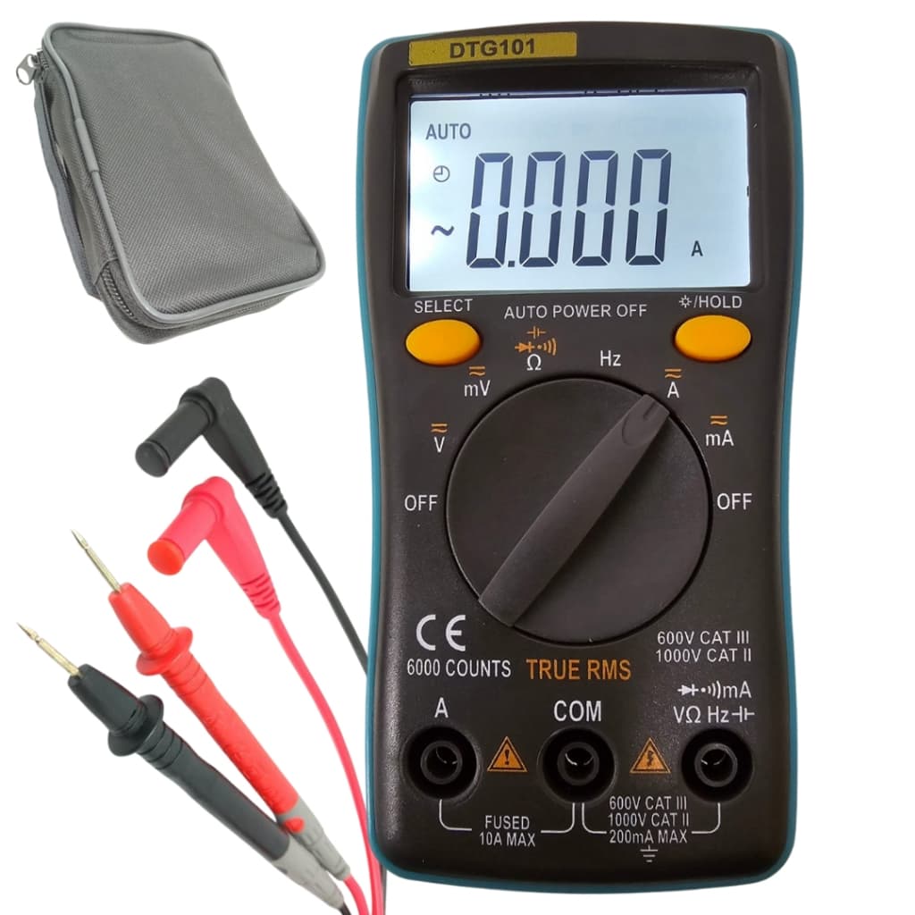 Multimetro Digital True Rms Capacímetro Frequência Dtg-101 Completo