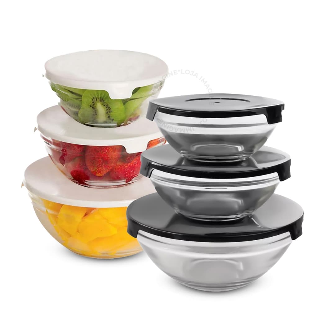 Kit Conjunto De Potes 3 Peças Vidro Resistente Organizadores De Cozinha Multiuso