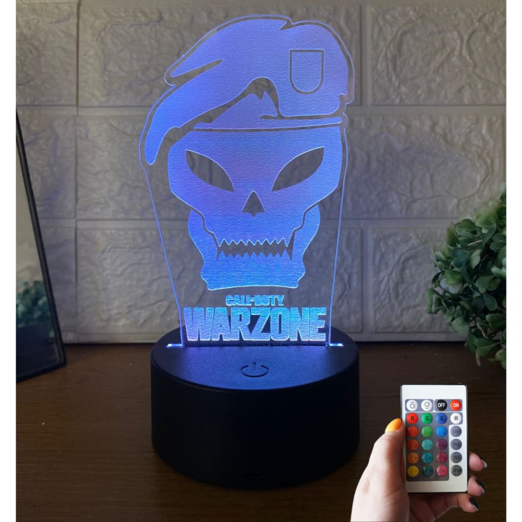 Luminária Call of Duty Warzone Decoração Led RGB com Controle Gamer Decoração Abajur