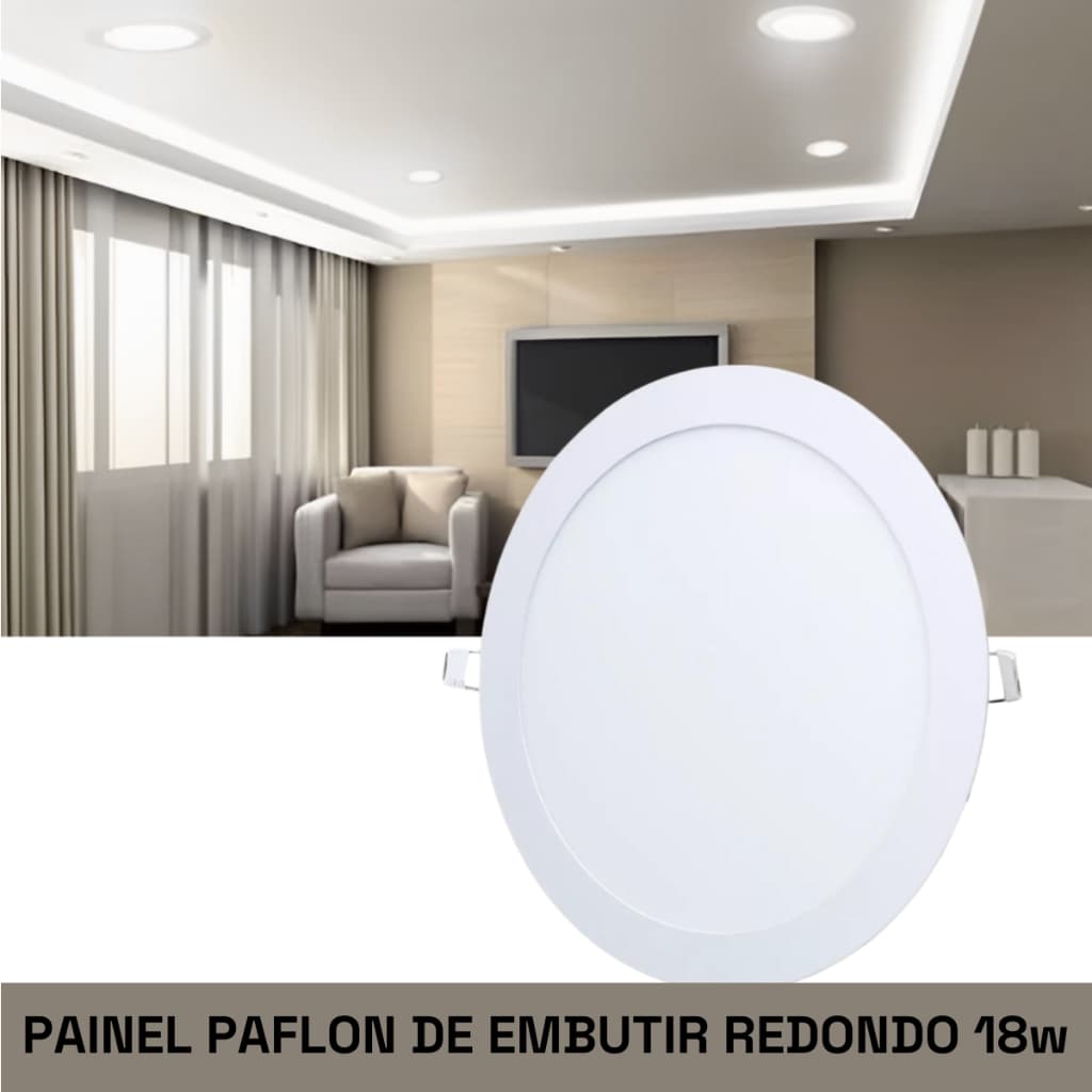 Luminaria Painel Led Redondo 18w Luminária Painel Plafon Led De Embutir Redondo Branco Frio 6500K