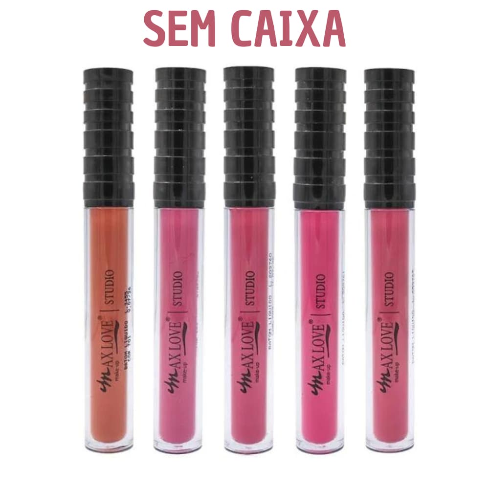 Kit 5 Batons Líquidos Matte Max Love - Longa Duração 30h (5 Cores Sortidas) - SEM CAIXA