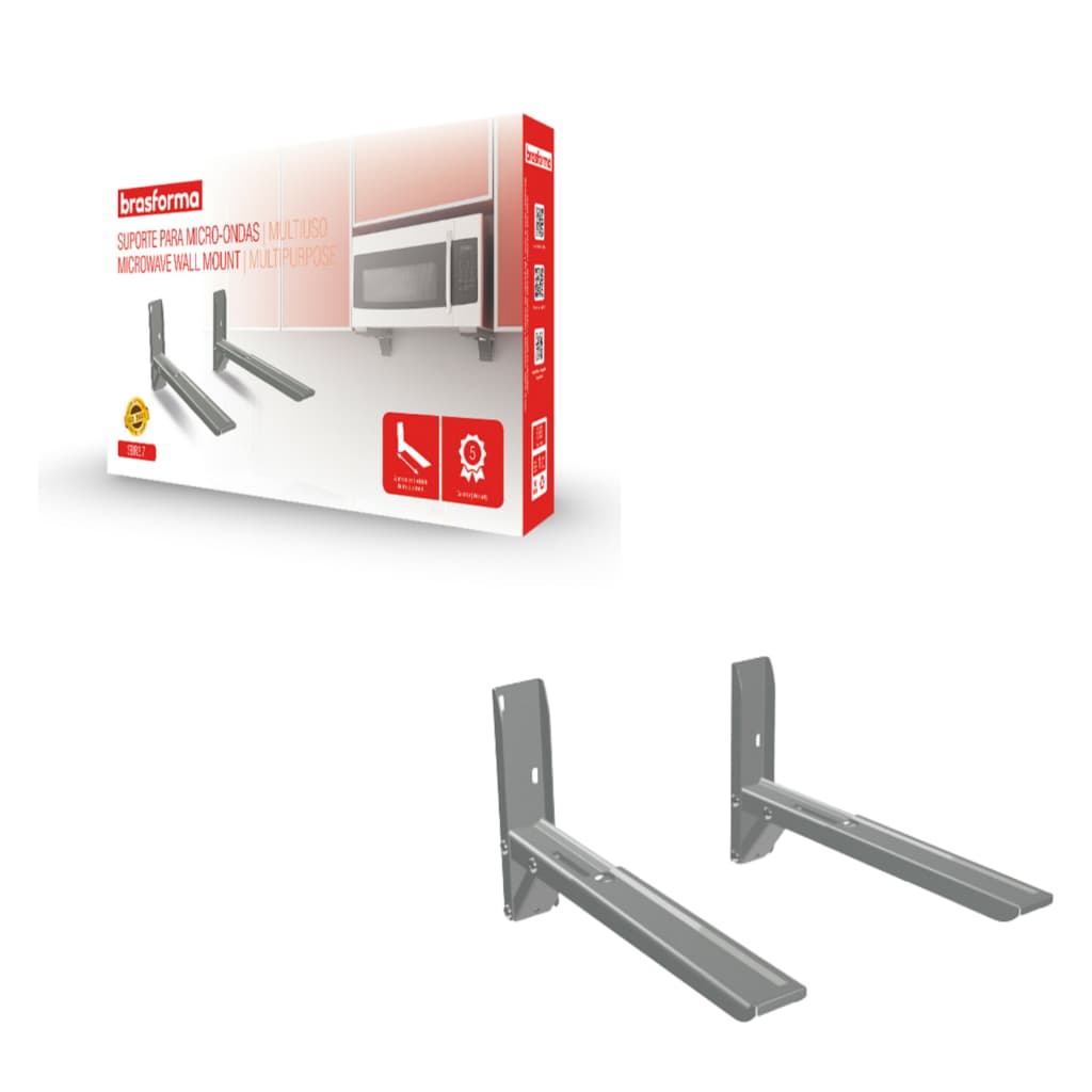 Suporte de Microondas de parede suporte microondas forno elétrico resistente em Aço Cinza Prata