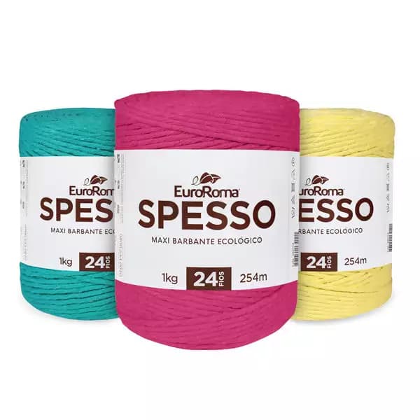Barbante EuroRoma Spesso 24 Fios 1Kg Fio Grosso Premium Para Crochê E Artesanato