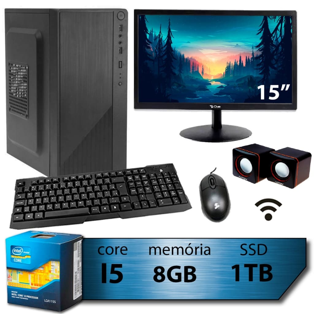 Pc Computador I5 Intel Core Ssd 1tb Memoria 8gb Monitor 15'' - Completo