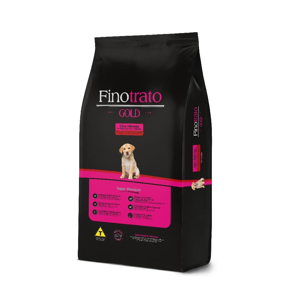 Ração Finotrato Gold Super Premium Cães Filhotes Raças Grandes e Gigantes Sabor Frango e Cereais 15kg