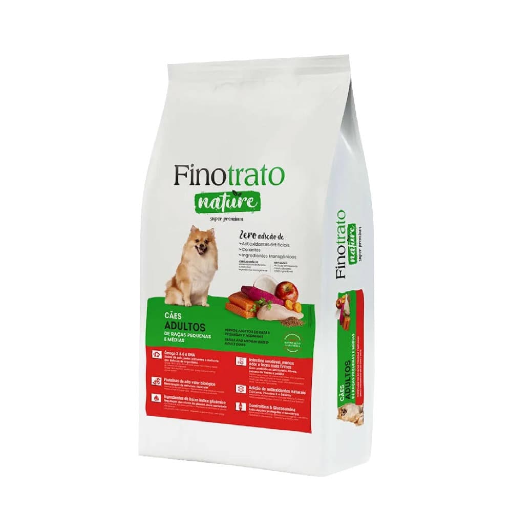 Ração Finotrato Nature Cães Adultos Raças Pequenas e Médias Sabor Frango 10,1kg