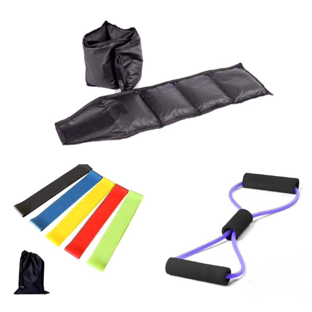 Kit Treino Completo 0,5kg Caneleira + Mini Band + Extensor