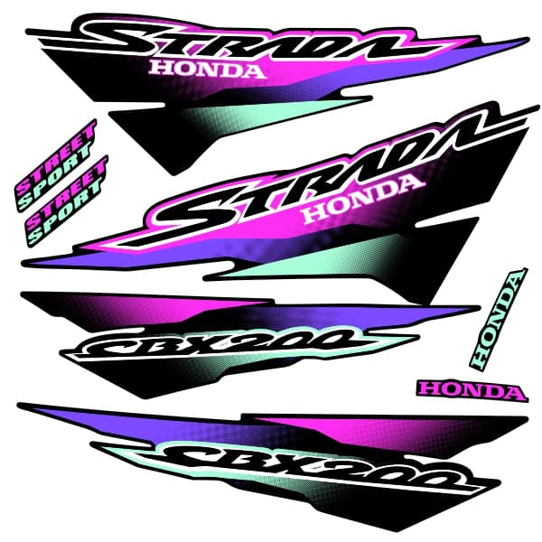 compativel Kit adesivos moto Compatível Strada 200 ROSA moto preta