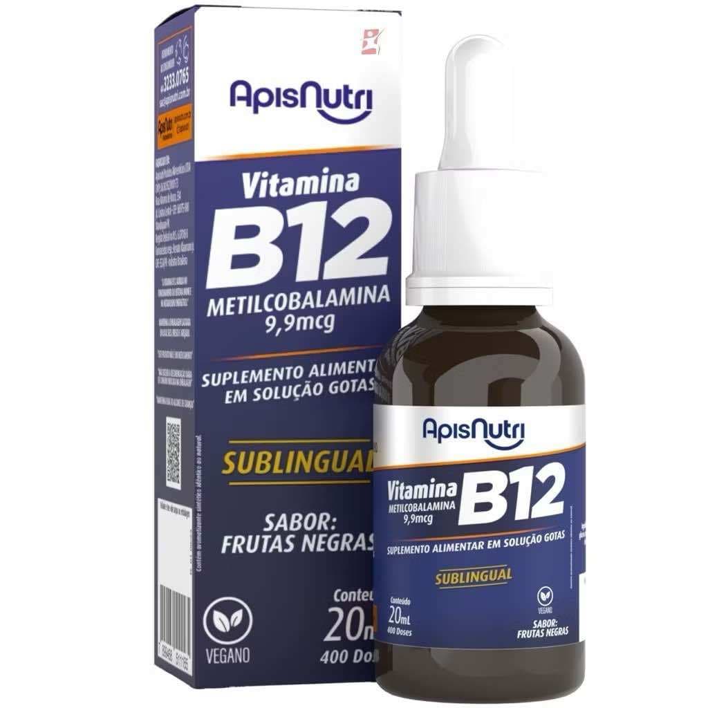 Vitamina B12 metilcobalamina vegana alto teor de vitamina b12 apenas 1 gota ao dia 20ml 400 doses - Apisnutri