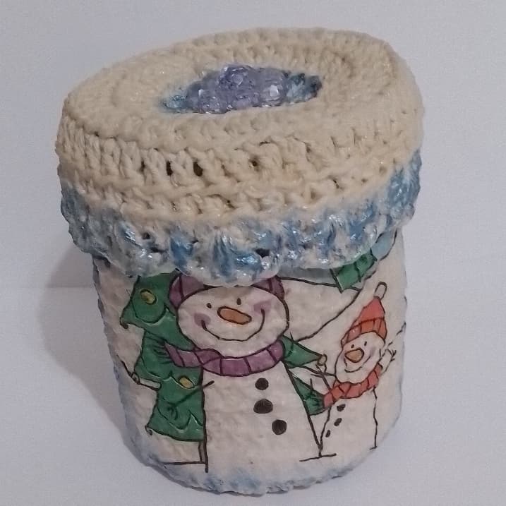 Porta Biscoitos e mini Panetone/ Pote de Croche - Cestos em Fio  Barbante em Crochê