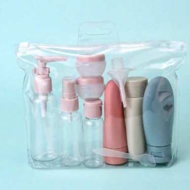 Kit Viagem 10 Peça Higiene Pessoal Shampoo Creme Hidratante Frasco Pote Spray ref: 8811/8811a