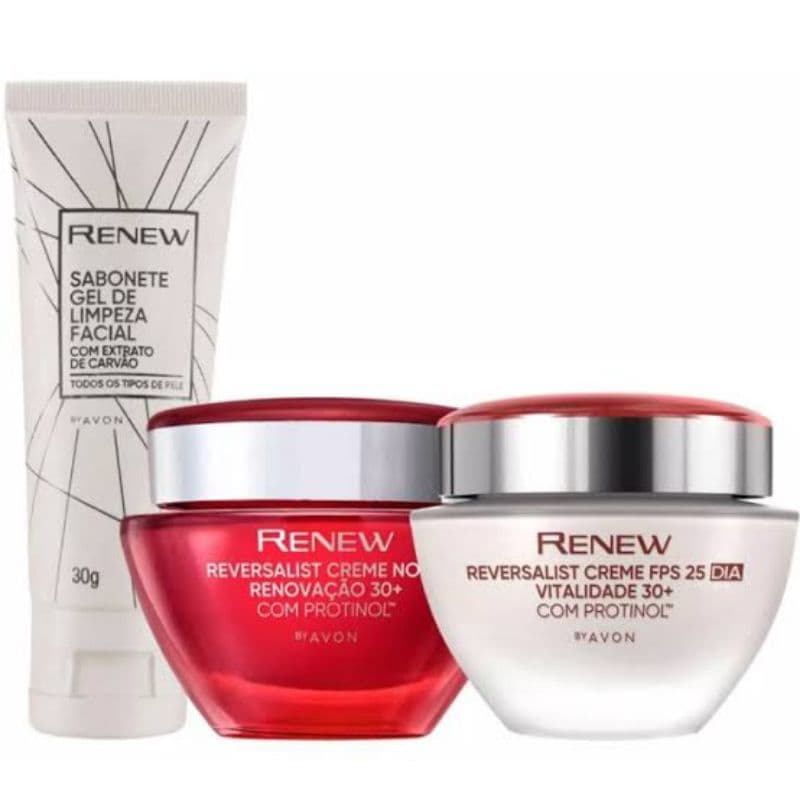 Kit Renew Reversalist creme anti-idade dia - noite  30+  50g e sabonete gel de limpeza facial 30g Avon