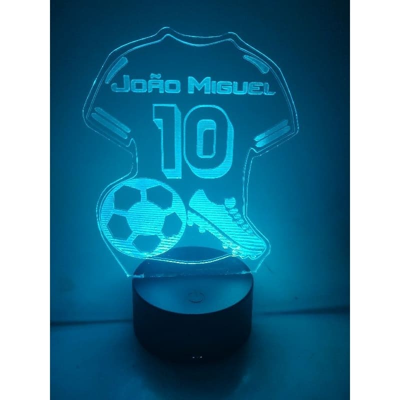 Luminária Led RGB USB 16 Cores decoração de quarto menino camisa de futebol chuteira