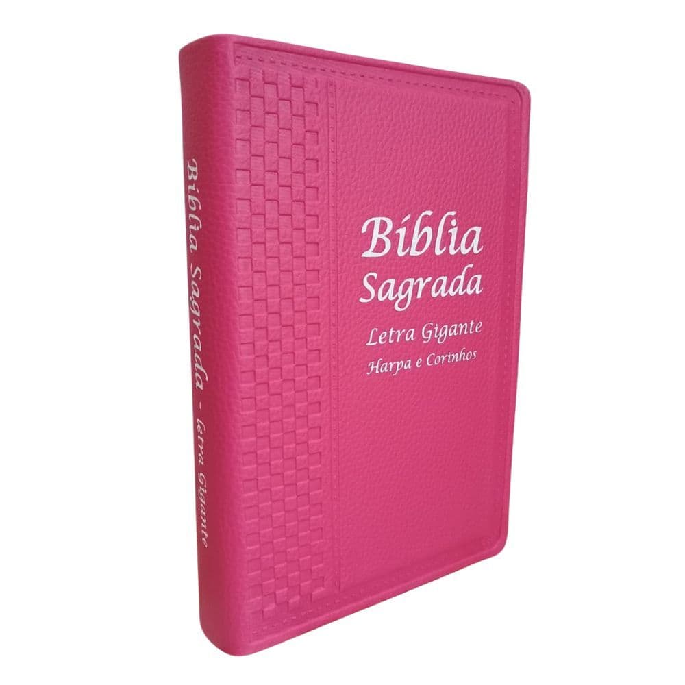 Bíblia Sagrada Feminina Rosa Couro Sintético com Harpa Palavras de Jesus em Vermelho e de Deus azul