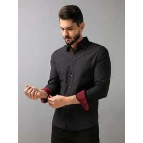 camisa social manga longa algodão Slim fit passa fácil